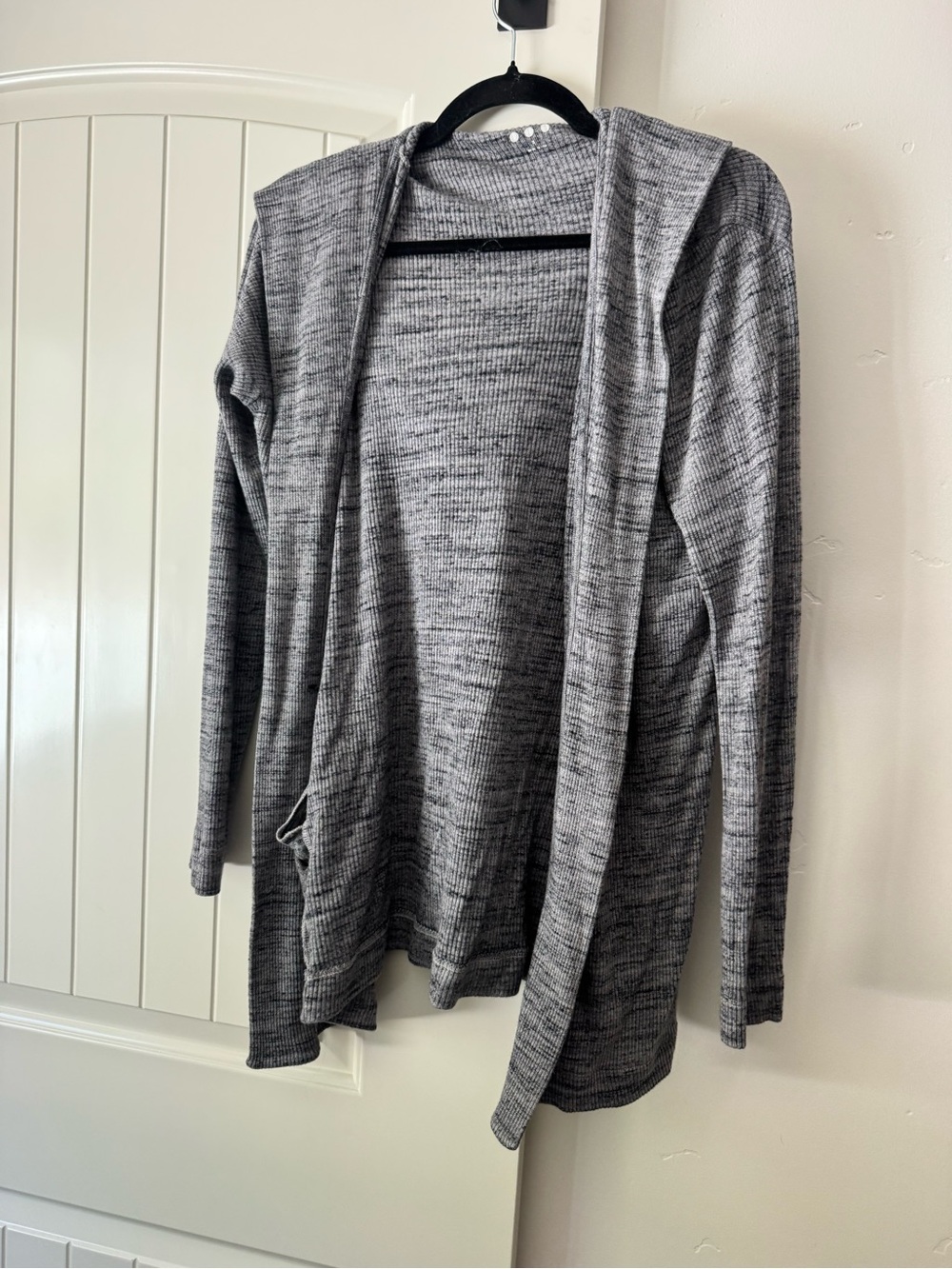 Three Dots Heather Gray Open-Front Hooded Cardigan